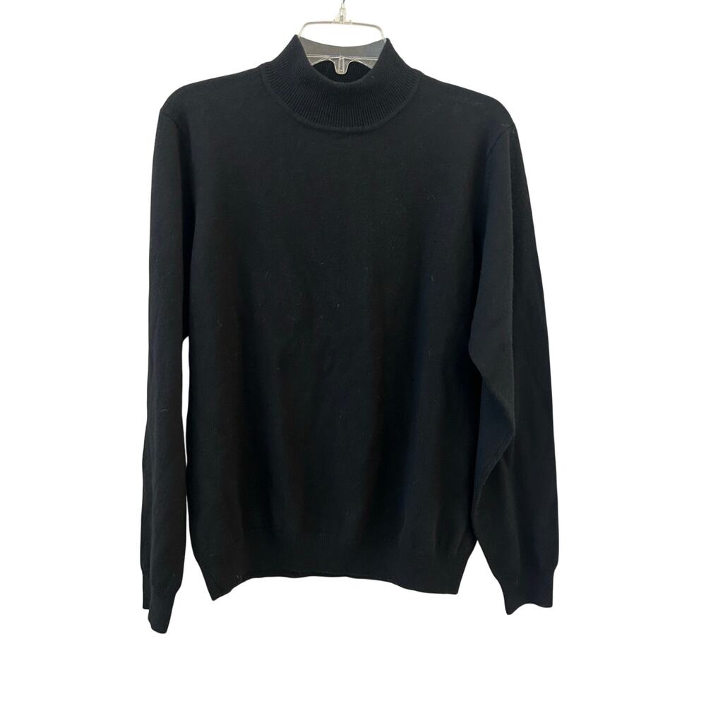 Charter Club Classics 100% Merino Wool Mock Neck Sweater Black Womens Large NWT